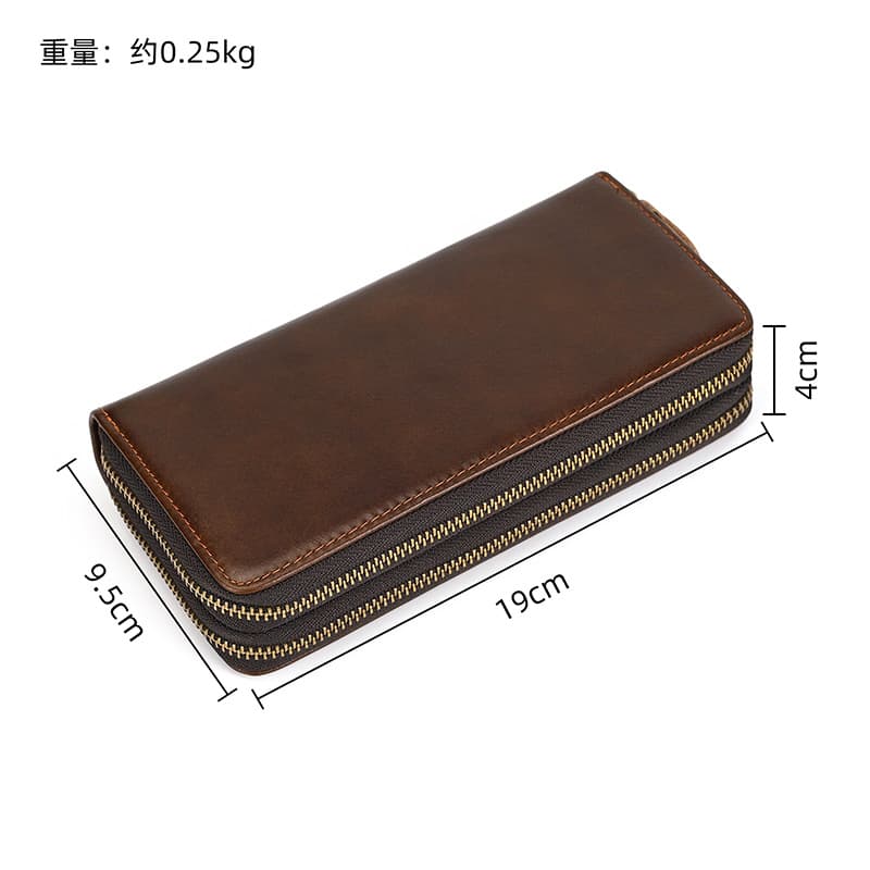 Long wallet, small clutch bag with zipper, mobile phone, genuine leather 2