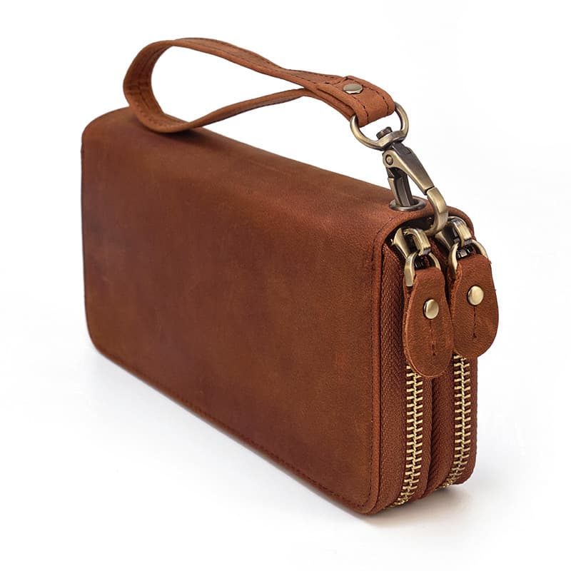 Long wallet, small clutch bag with zipper, mobile phone, genuine leather 3