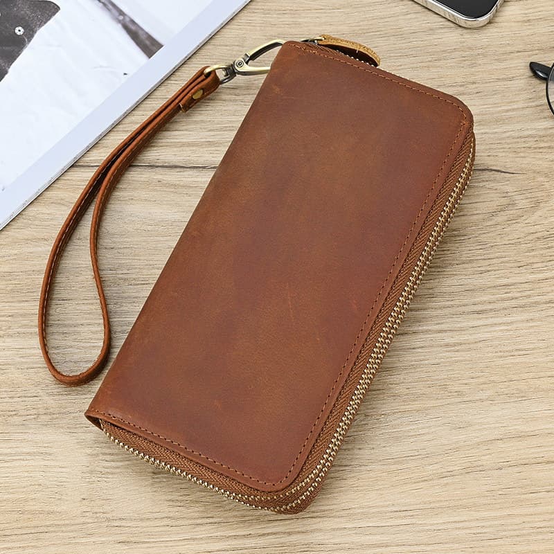 Long wallet, small clutch bag with zipper, mobile phone, genuine leather 1