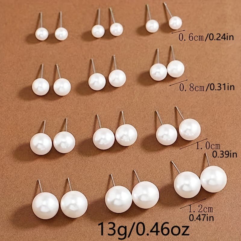 Earrings from pearl, Aliexpress, 12 pair, Korean style 2