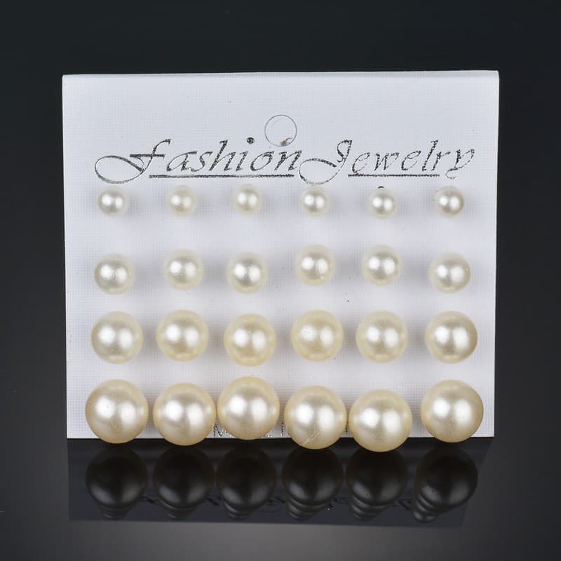 Earrings from pearl, Aliexpress, 12 pair, Korean style 3