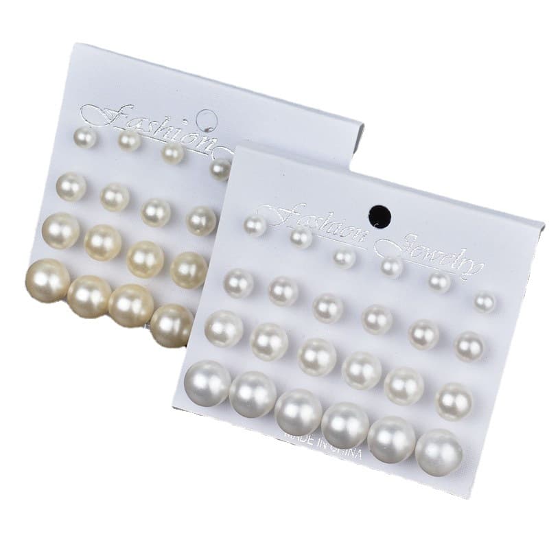 Earrings from pearl, Aliexpress, 12 pair, Korean style 5