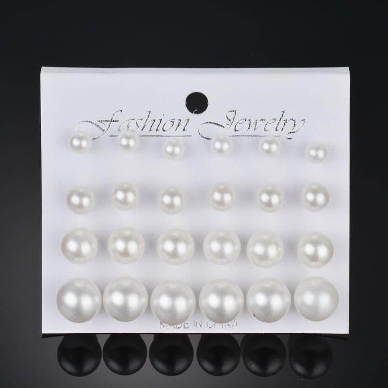 Earrings from pearl, Aliexpress, 12 pair, Korean style 1