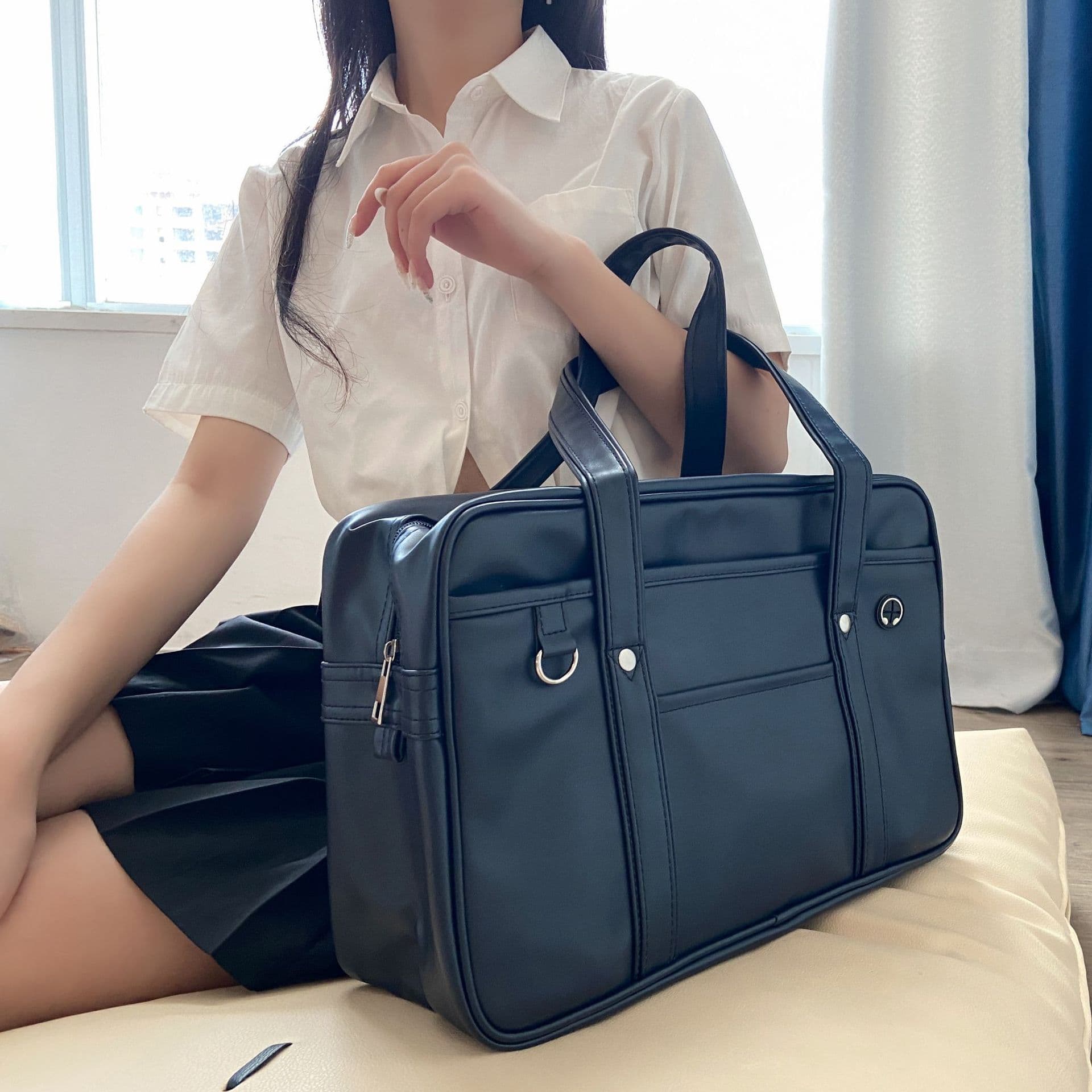 Polyurethane uniform, big handheld Japanese backpack, one-shoulder bag for men and women, JK style (Japanese school style) 2