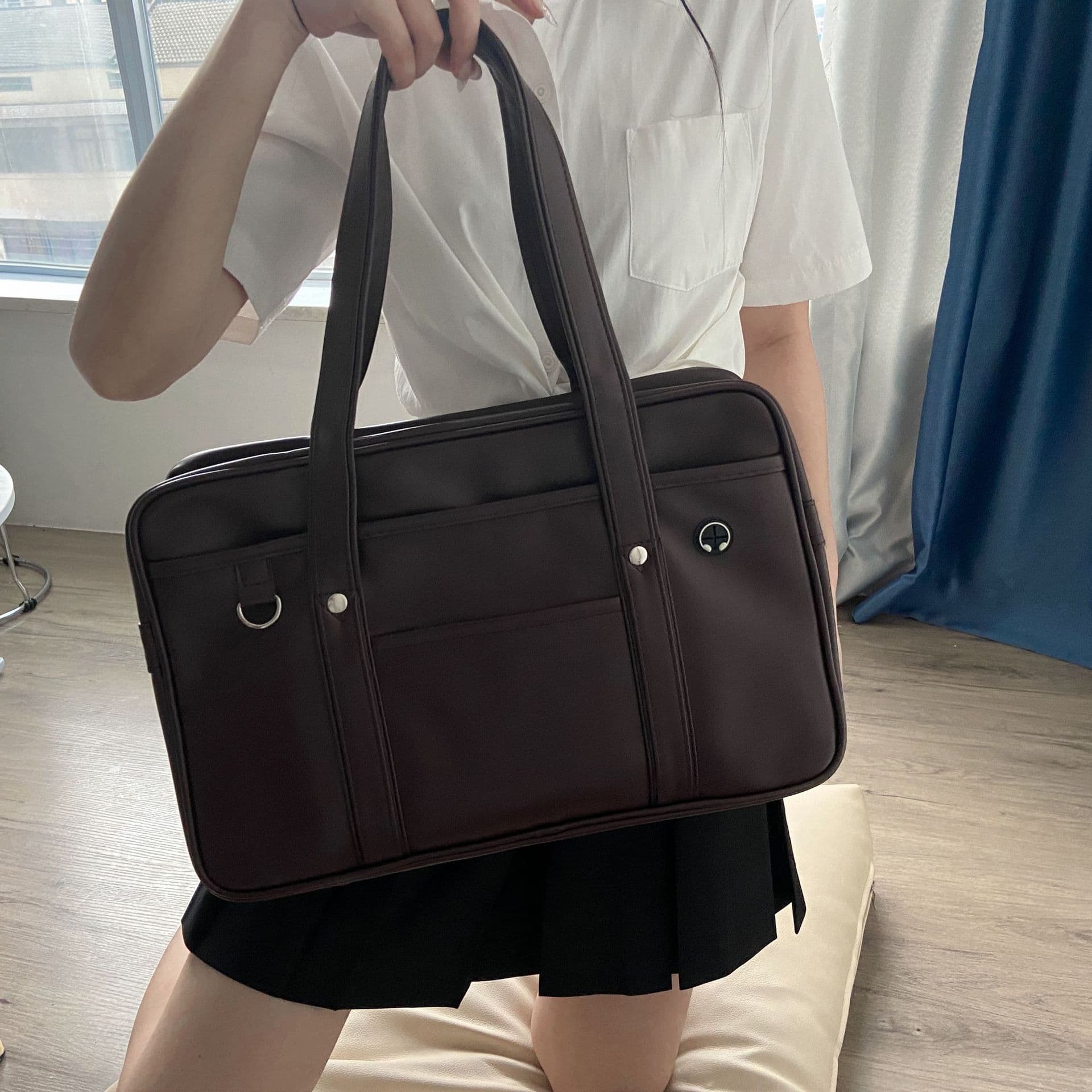 Polyurethane uniform, big handheld Japanese backpack, one-shoulder bag for men and women, JK style (Japanese school style) 3