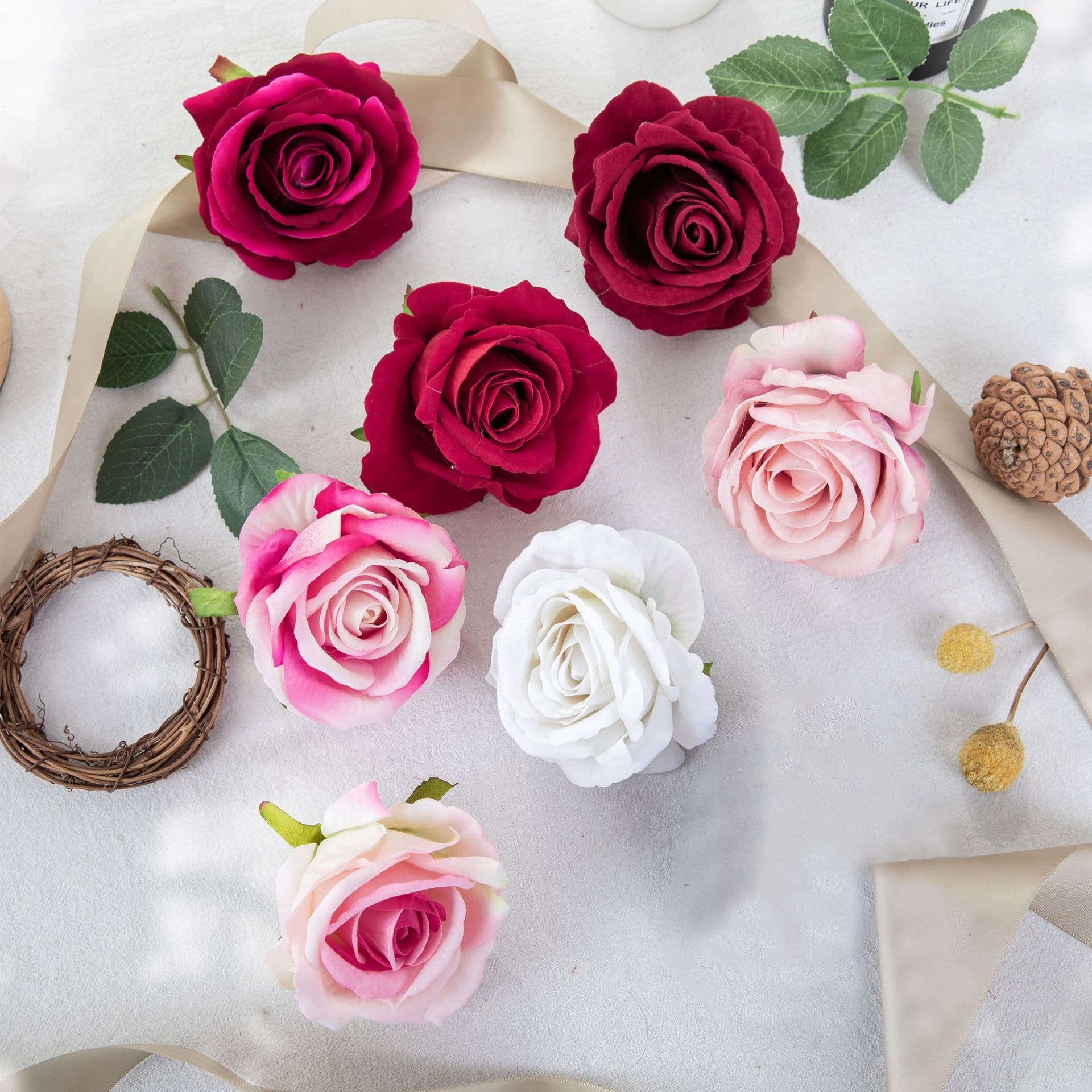 Artificial Rose Flower Wall Panel - Faux Fabric Flower Decoration 1