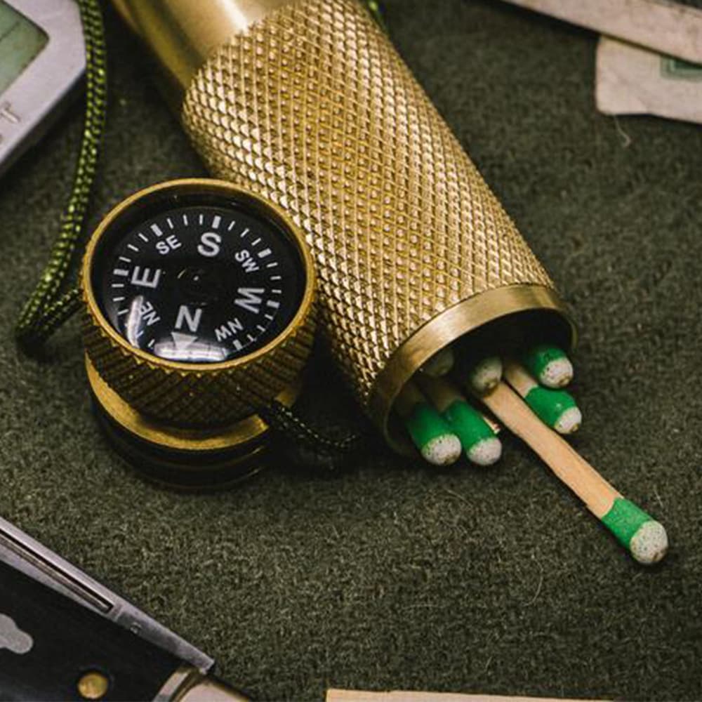 EDC multifunctional pure copper waterproof compass built-in compass outdoor storage box medicine bottle match box mini 1