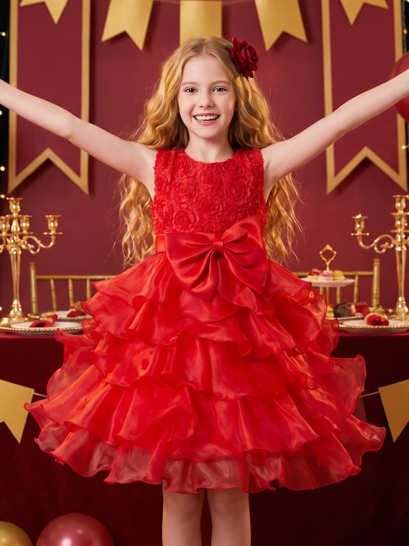 (Wholesale), small princess costume with bow, flower girl dress, piano performance costume, roses, Birthday gift 3