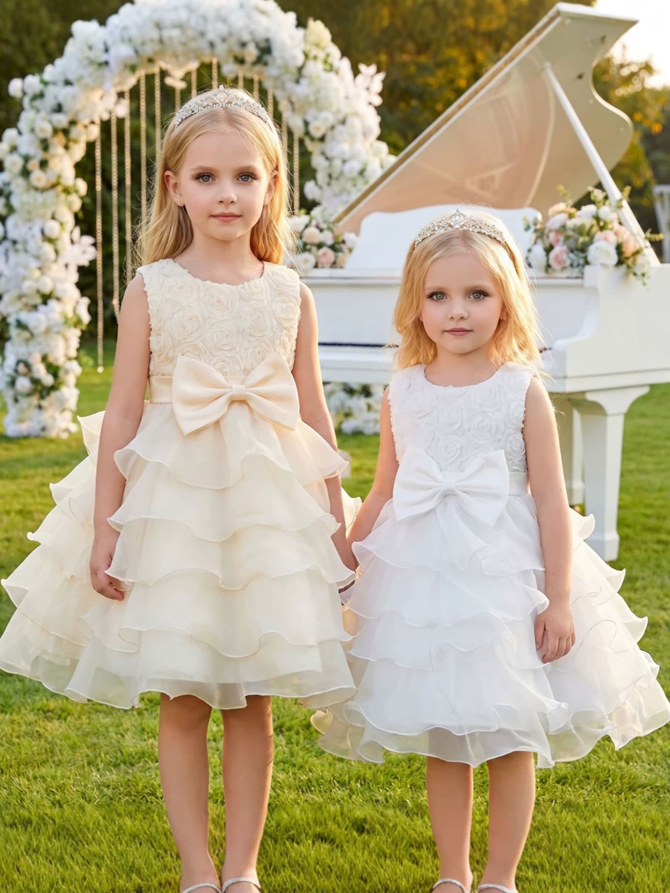 (Wholesale), small princess costume with bow, flower girl dress, piano performance costume, roses, Birthday gift 4