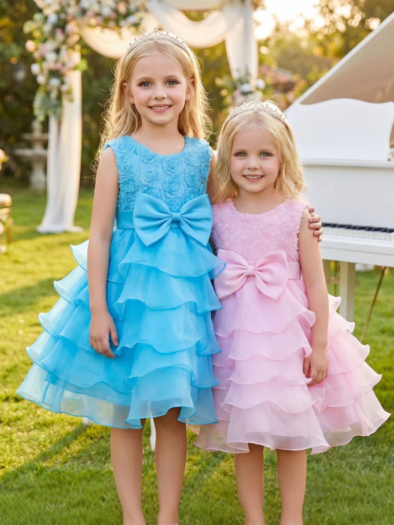 (Wholesale), small princess costume with bow, flower girl dress, piano performance costume, roses, Birthday gift 5