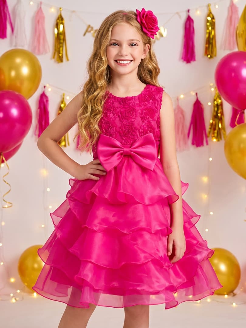 (Wholesale), small princess costume with bow, flower girl dress, piano performance costume, roses, Birthday gift 1