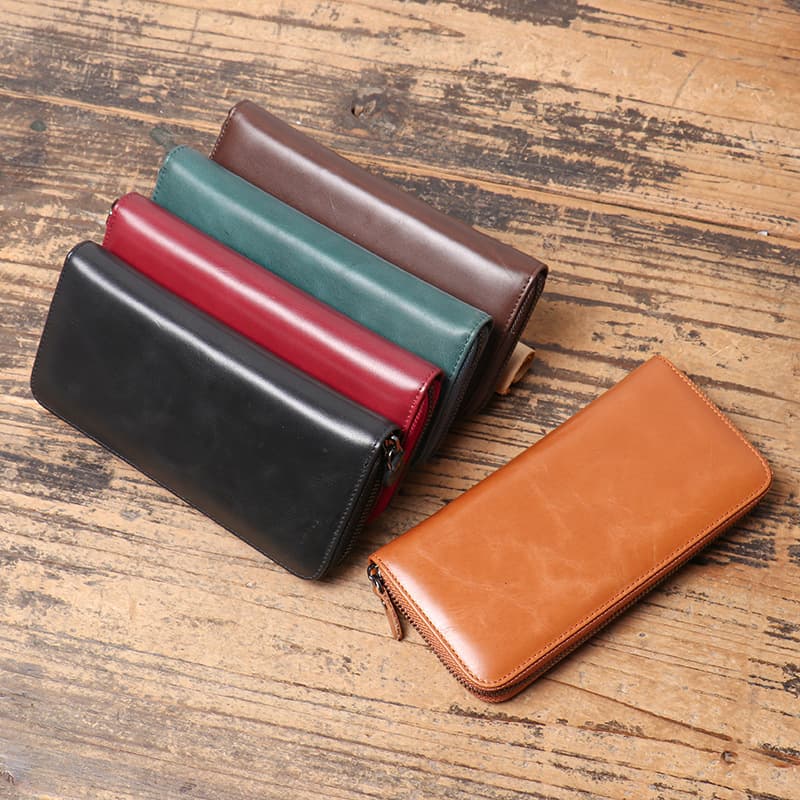 (Cross-border trading), men's antique hand loop bag, long wallet with zipper, genuine leather 2
