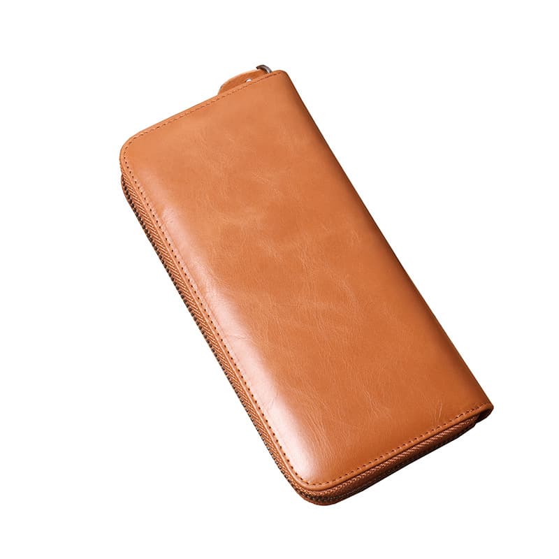 (Cross-border trading), men's antique hand loop bag, long wallet with zipper, genuine leather 5