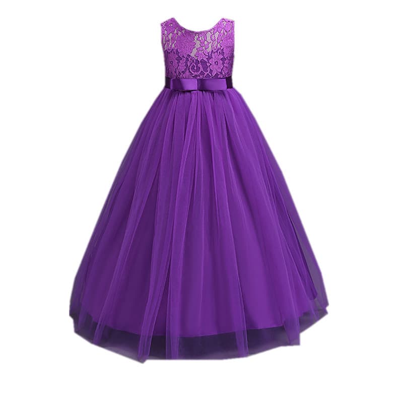 (Cross-border trading), (Wholesale), elegant long lace girl's skirt, evening dress, high waist, princess style 5