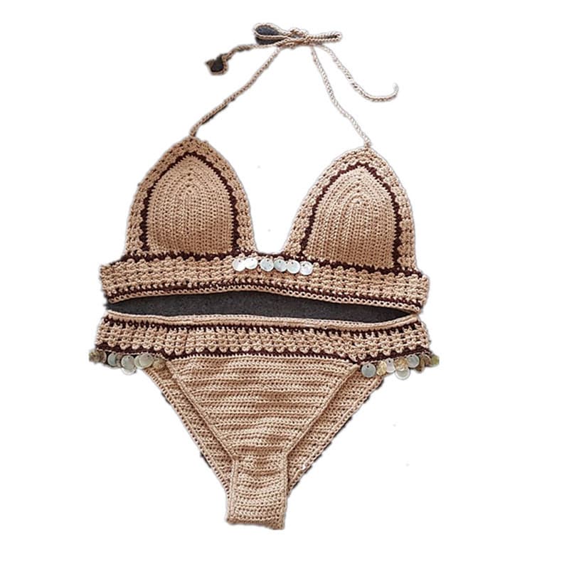 (Cross-border trading), woven beach swimwear, split sexy set, 2020, European style 5