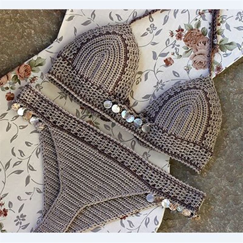 (Cross-border trading), woven beach swimwear, split sexy set, 2020, European style 1