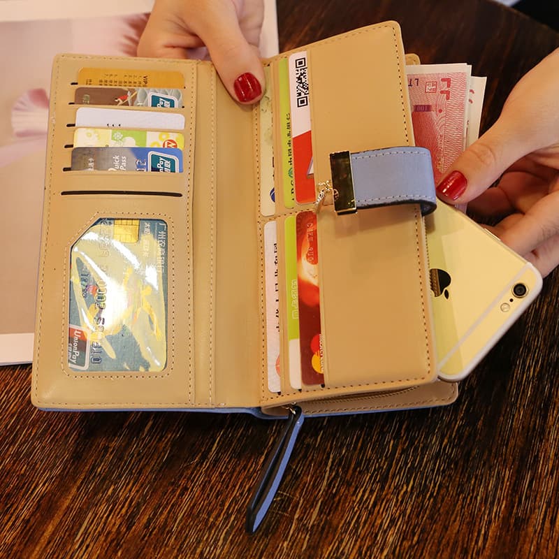 Cute polyurethane wallet, long chain with zipper, 2018, mid-length 2