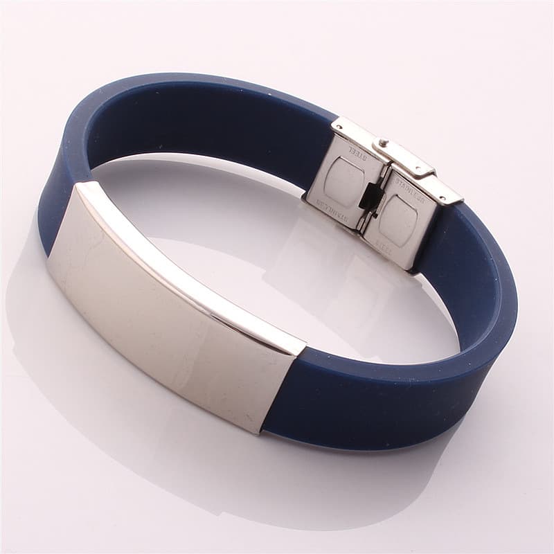 Glossy silicone bracelet stainless steel, Korean style 2