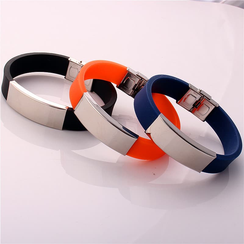 Glossy silicone bracelet stainless steel, Korean style 3