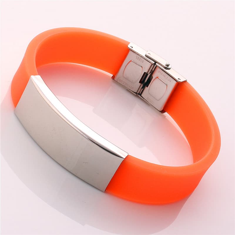 Glossy silicone bracelet stainless steel, Korean style 4