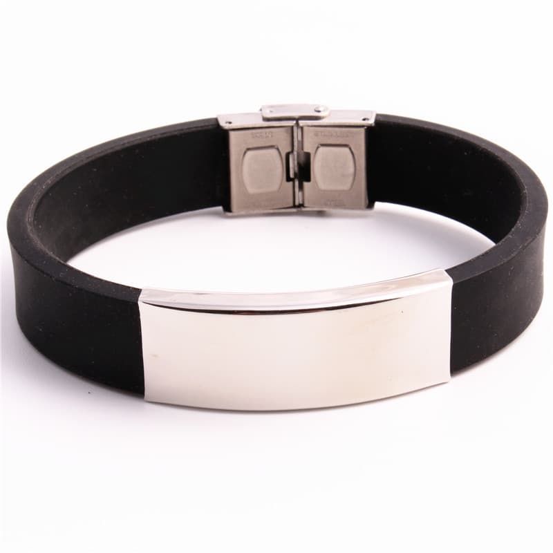 Glossy silicone bracelet stainless steel, Korean style 5