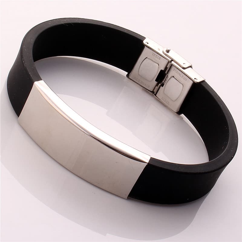 Glossy silicone bracelet stainless steel, Korean style