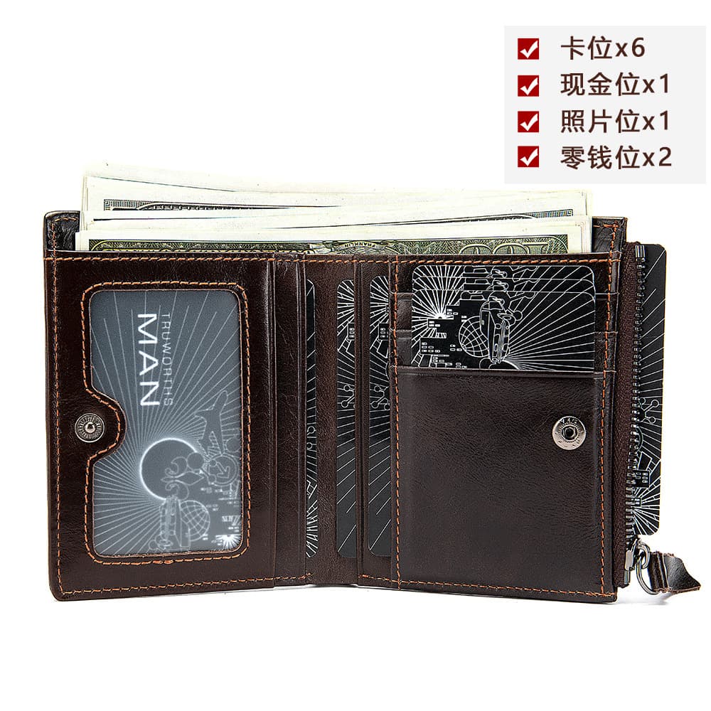 (Cross-border trading), men's wallet, leather short card holder, genuine leather, cowhide 3