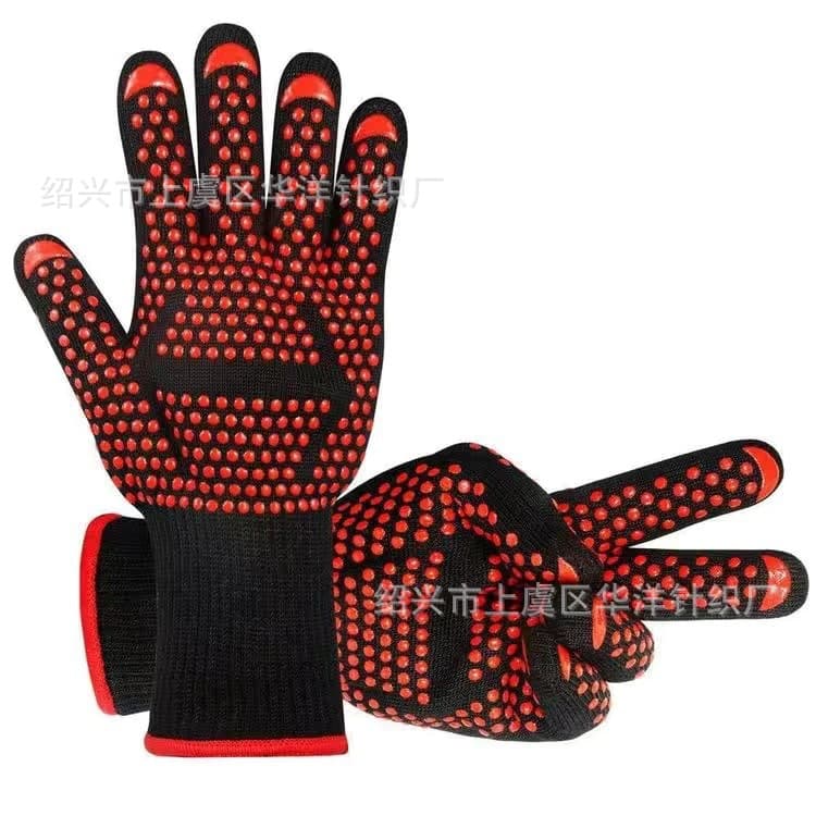 Flame retardant fire resistance high temperature 800 degrees glove BBQ barbecue microwave stove oven baking silicone insulation gloves 5