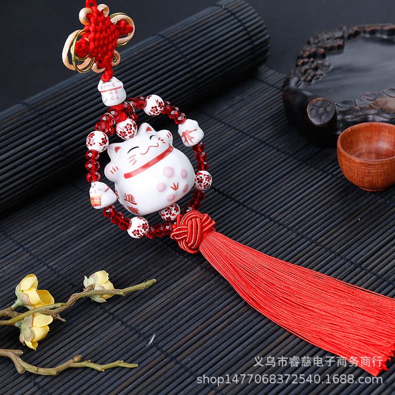 Ceramic Cat Cat Interior Pendant Trade Car Rearview Mirror Car Decoration Products Manufacturer wholesale 2