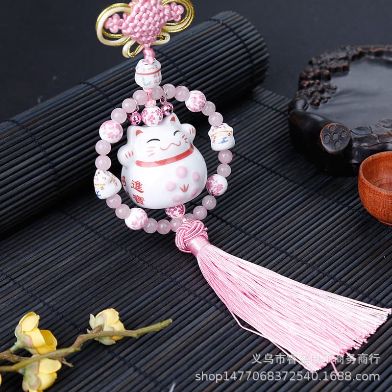Ceramic Cat Cat Interior Pendant Trade Car Rearview Mirror Car Decoration Products Manufacturer wholesale 1