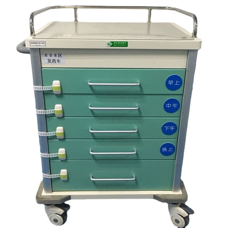 Hospital 304 Stainless Steel Medicine Vehicle Green Medicine Vehicle Medical Silent Hand -Press Care Vehicle Nursing Vehicle 5