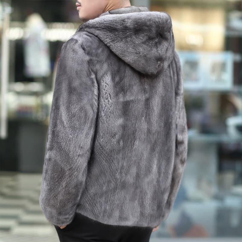 Men's imitation mink coat, mink mink imitation fur coat zipper hooded new men's jacket casual 3