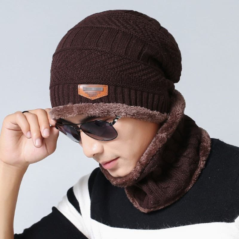 (Cross-border trading), men's demi-season warm knitted hat, scarf, woolen set 4