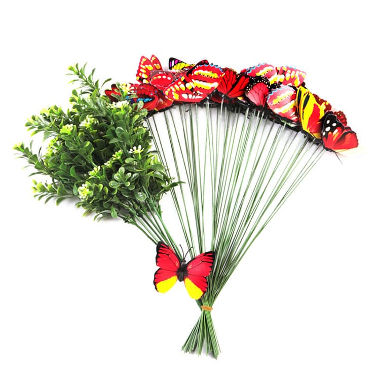 Double -layer color simulation butterfly inserting pole 6 color optional vase flower pots garden decorative supplies garden butterfly 5