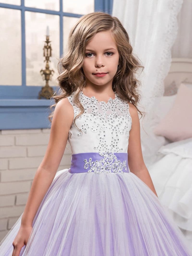 (Cross-border trading), purple lace children's suit, flower girl dress, princess style 3