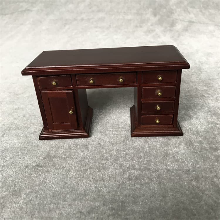 1:12 Doll House MINIATURE FURNITURE Wooden Mini Mini Furniture Retro Study Store Scene Desk and Chair 4