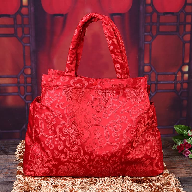 Linen bag for bride, Chinese style, brocade 4