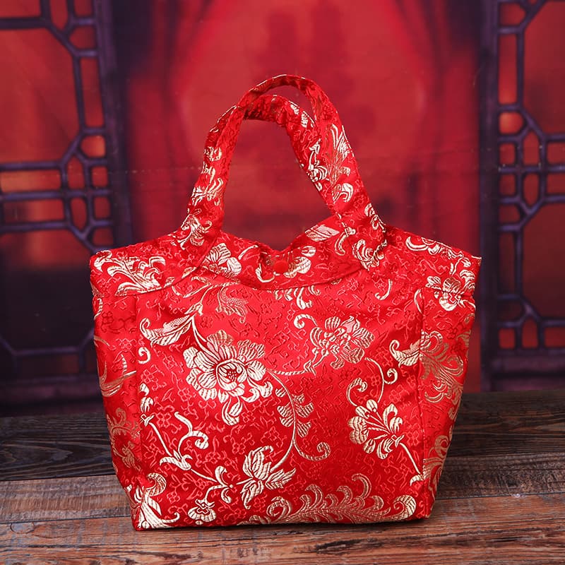 Linen bag for bride, Chinese style, brocade 1