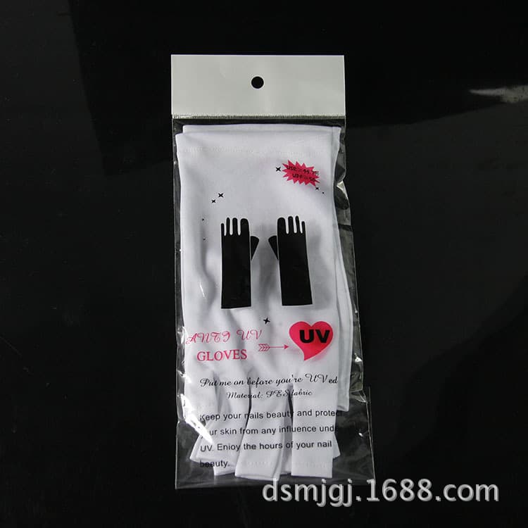White protective short gloves for manicure, fingerless 3
