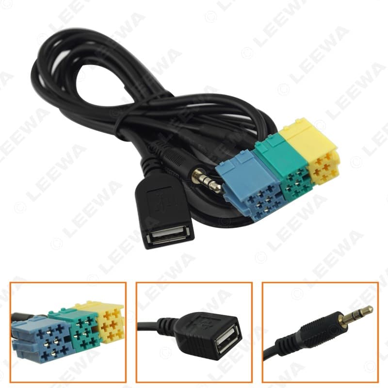2 in 1 3.5mm+USB plug audio adapter automotive video modification line suitable for Kia/Hyundai AUX cable