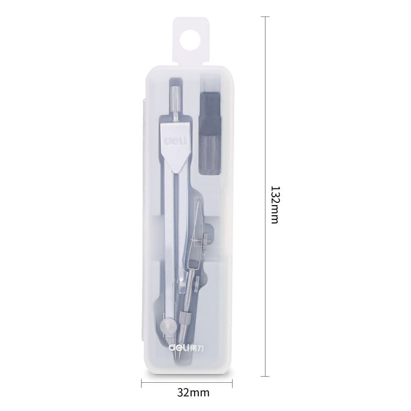 Deli Stationery 8601 Metal Compass Engineering Design Drawing Instrument Student Compass Set with Refill 3