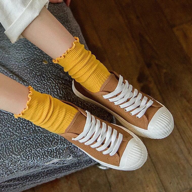 (Wholesale), cotton children's solid color thin knee socks, mid-length 3