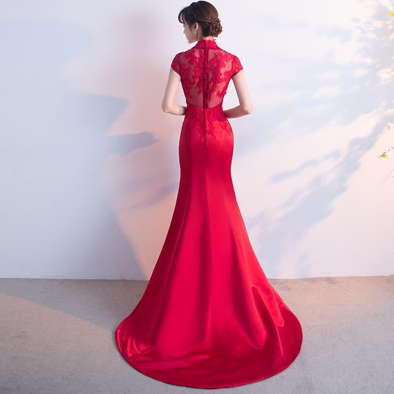 Sexy red fashionable short evening dress, Chinese style, slim fit 2
