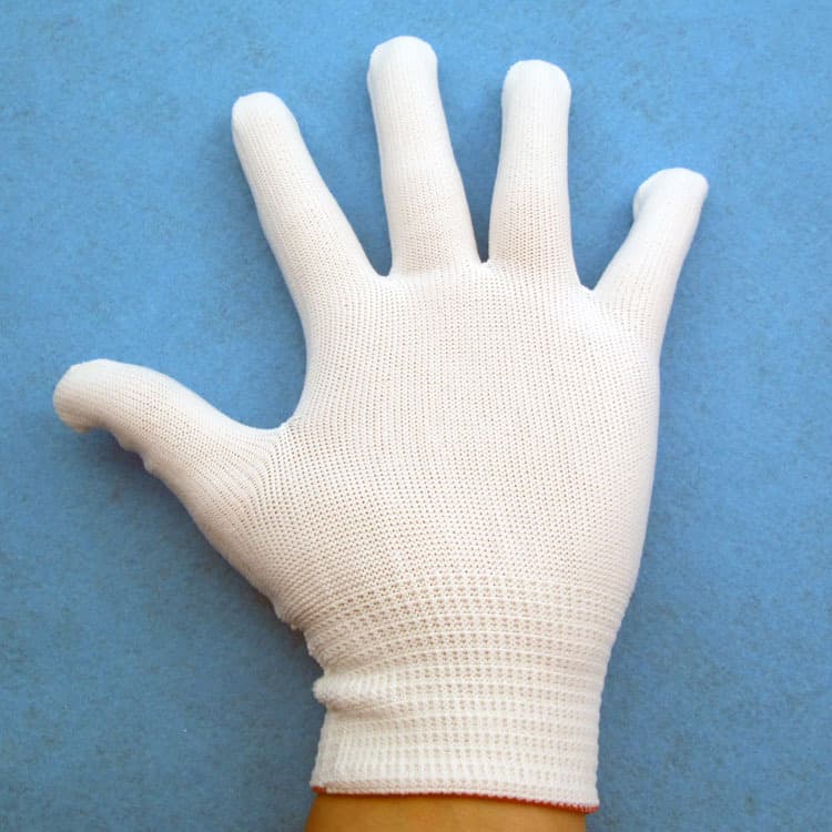 Thin nylon knitted gloves, white pack dust-free 2
