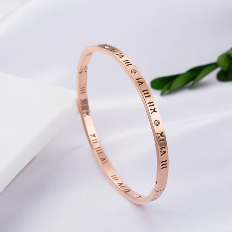 (Wholesale), women's bracelet stainless steel, golden accessory, European style, simple and elegant design, pink gold, for beloved 2
