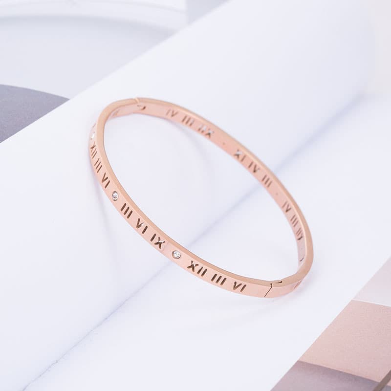 (Wholesale), women's bracelet stainless steel, golden accessory, European style, simple and elegant design, pink gold, for beloved 4