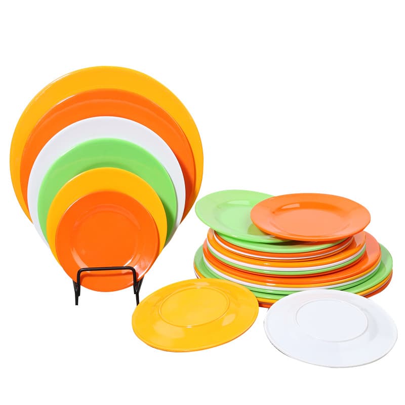 Plastic plate disc round colored small plate disc debidamine imitation porcelain round plate bone dish snack snack dish 5