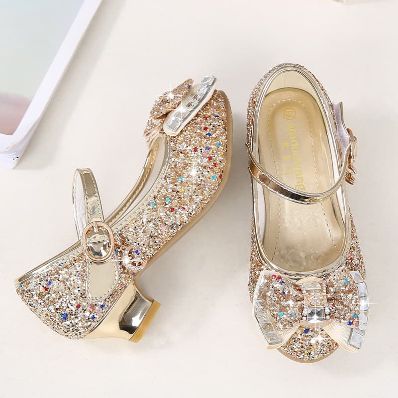 Autumn shiny children's shoes heels with bow, 2025 years, trend of season 3