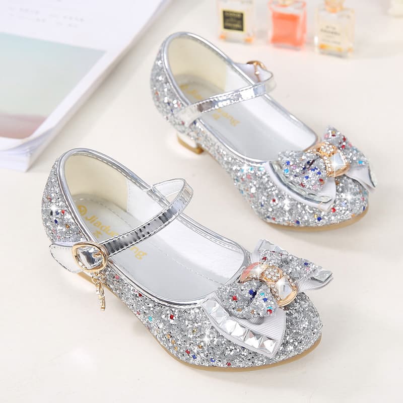 Autumn shiny children's shoes heels with bow, 2025 years, trend of season 4