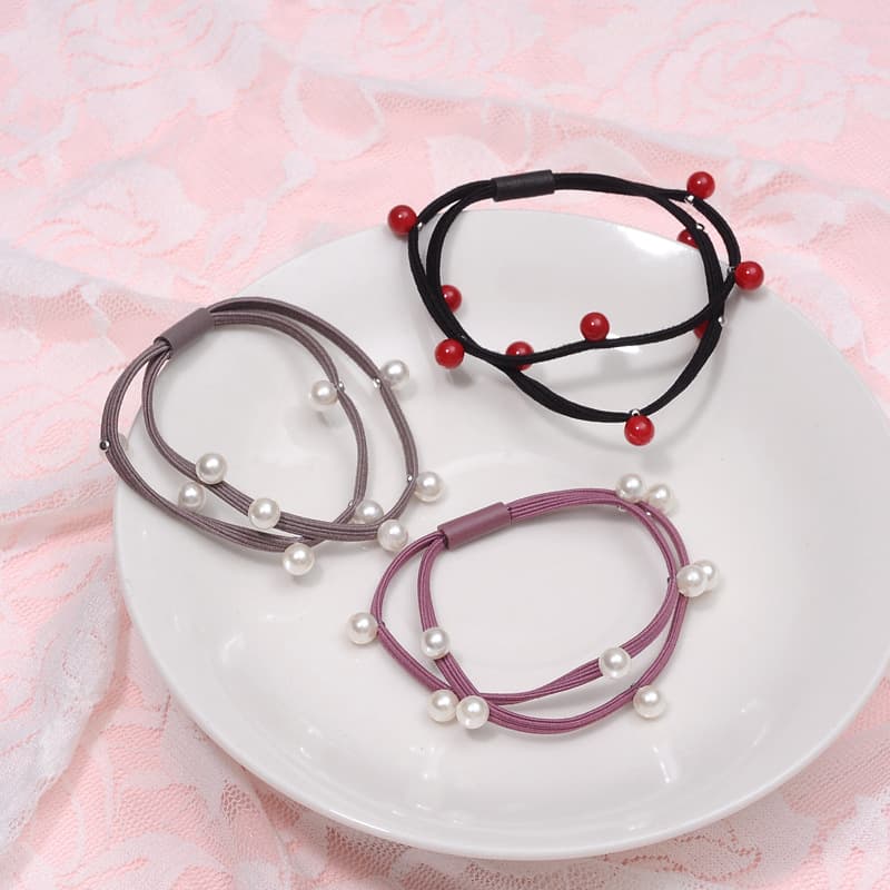 Universal solid color hair accessory, elastic cute hair rope pearl, hairgrip for adults, simple and elegant design 3